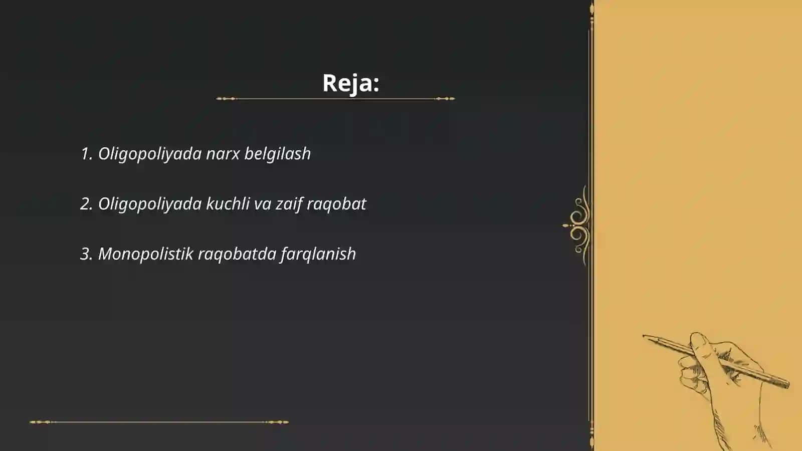 Oligopolya va manopolistik raqobat 2