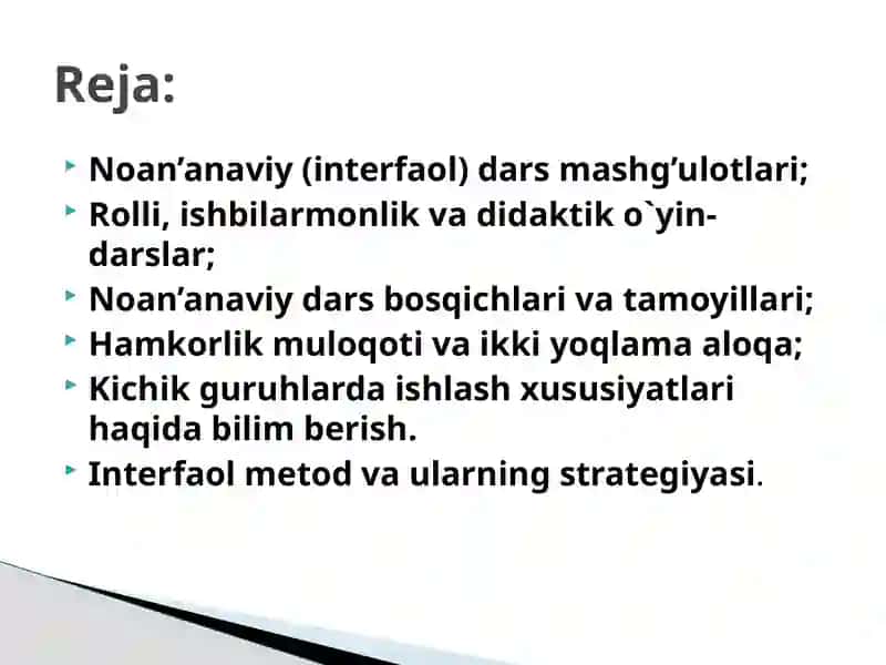 Interfaol metodlar va ularning tasnifi 2