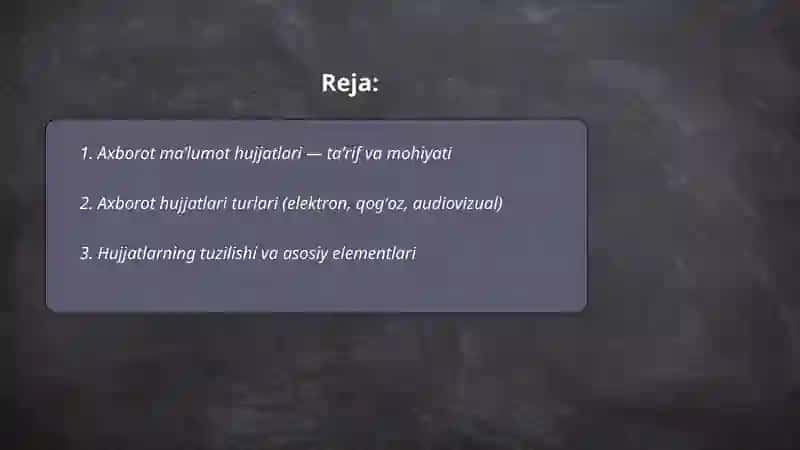 Axborot maʼlumot hujjatlari 2