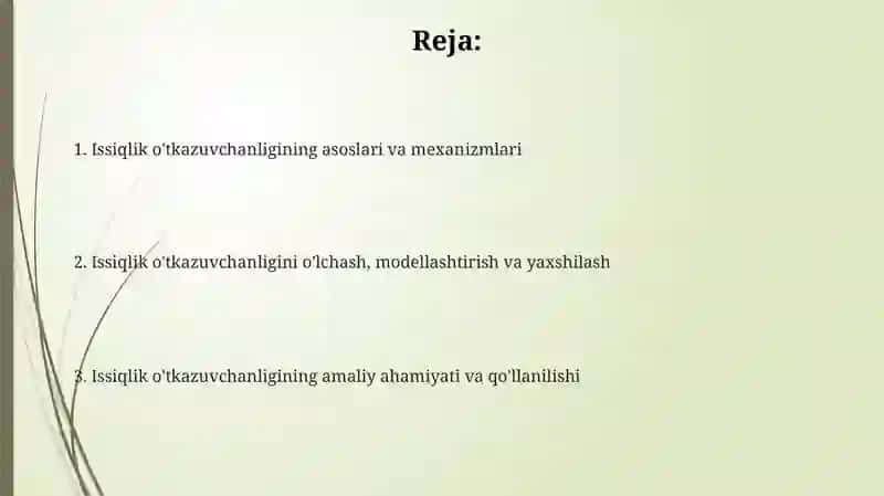Issiqlik o'tkazuvchanligi 2