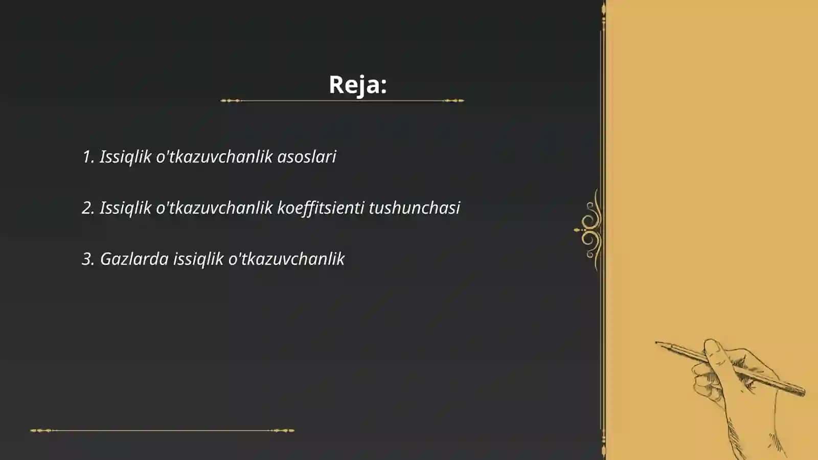 Issiqlik o'tkazuvchanlik asoslari 2