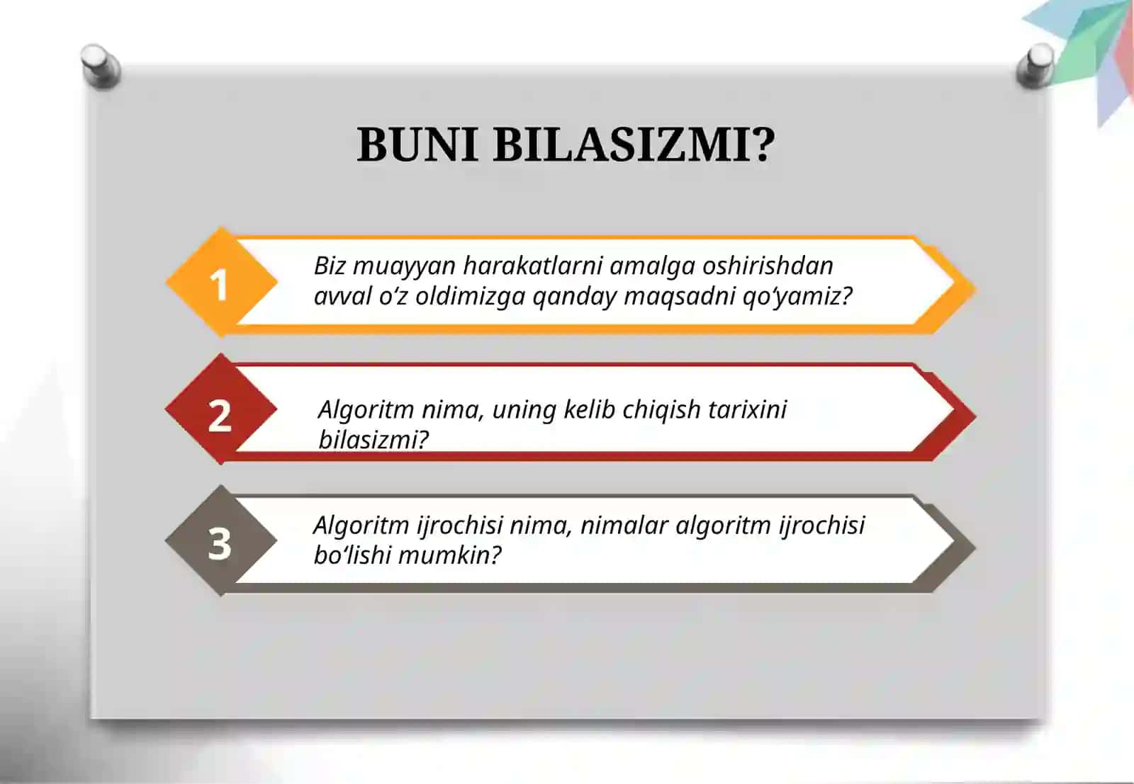 Algoritm tushunchasi. Rekursiv algoritmlar 2