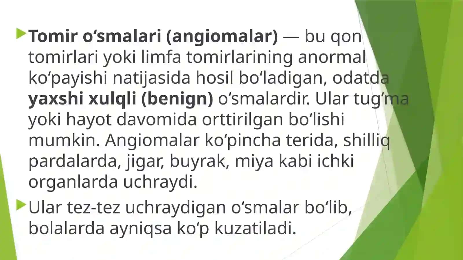 Tomirósmalari, angiomalar 2