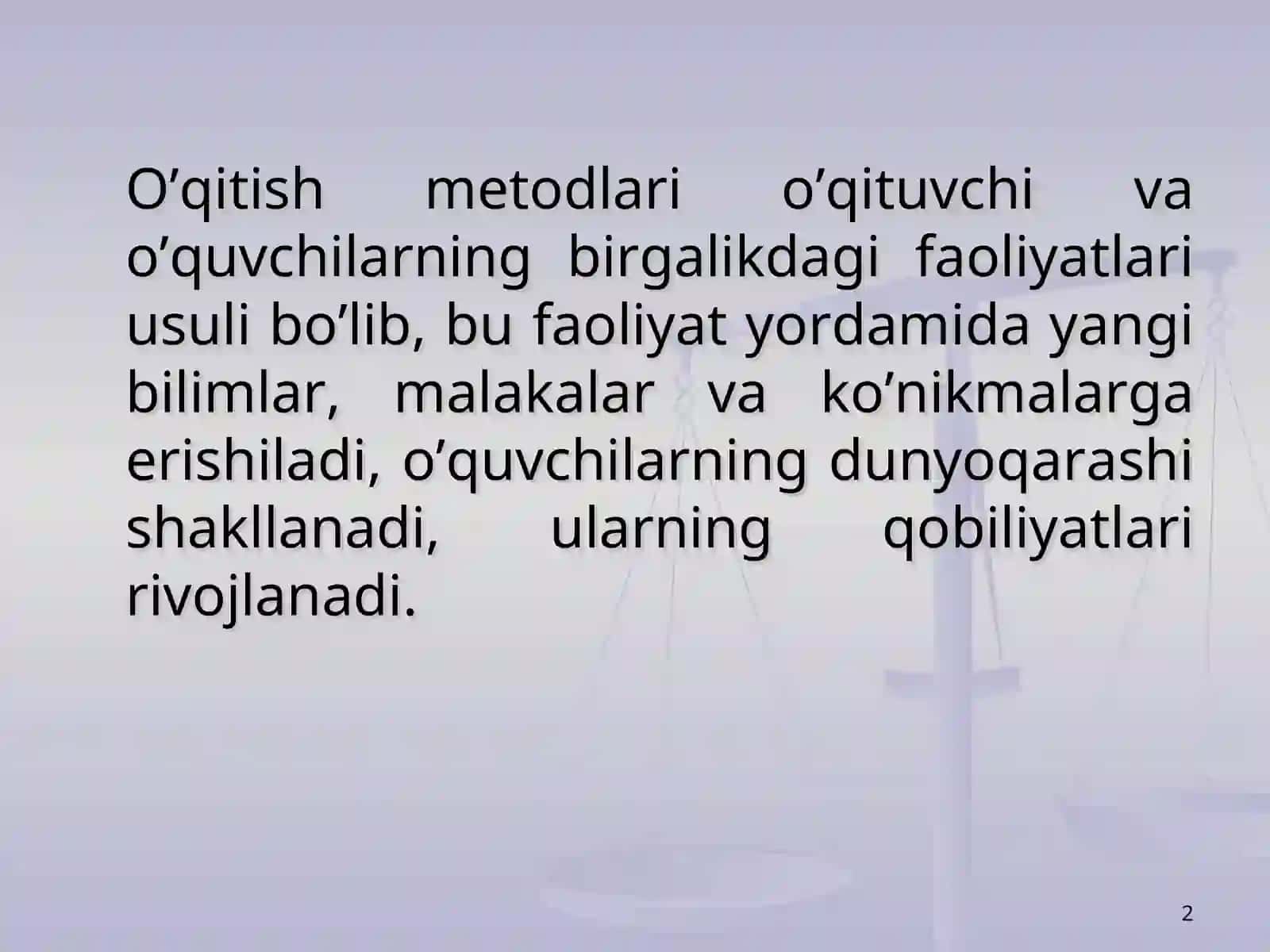 METOD TUSHUNCHASI UNING TURLARI VA TASNIFI 2