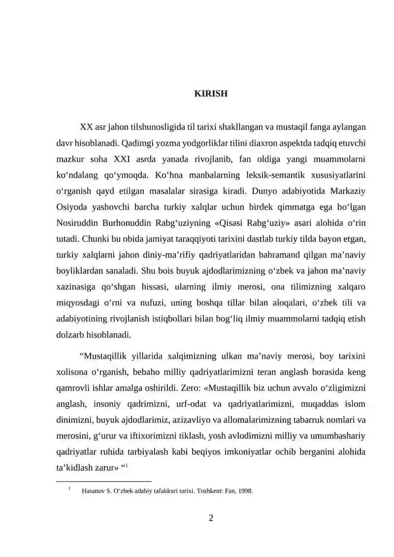 Qissasi Rabgʻuziyʼʼ dagi hikmatlarning gʻoyaviy-badiiy xususiyatlari. 2