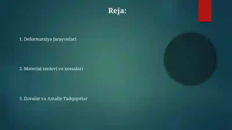 Plastik deformatsiyalashdagi texnalogiyalari 2
