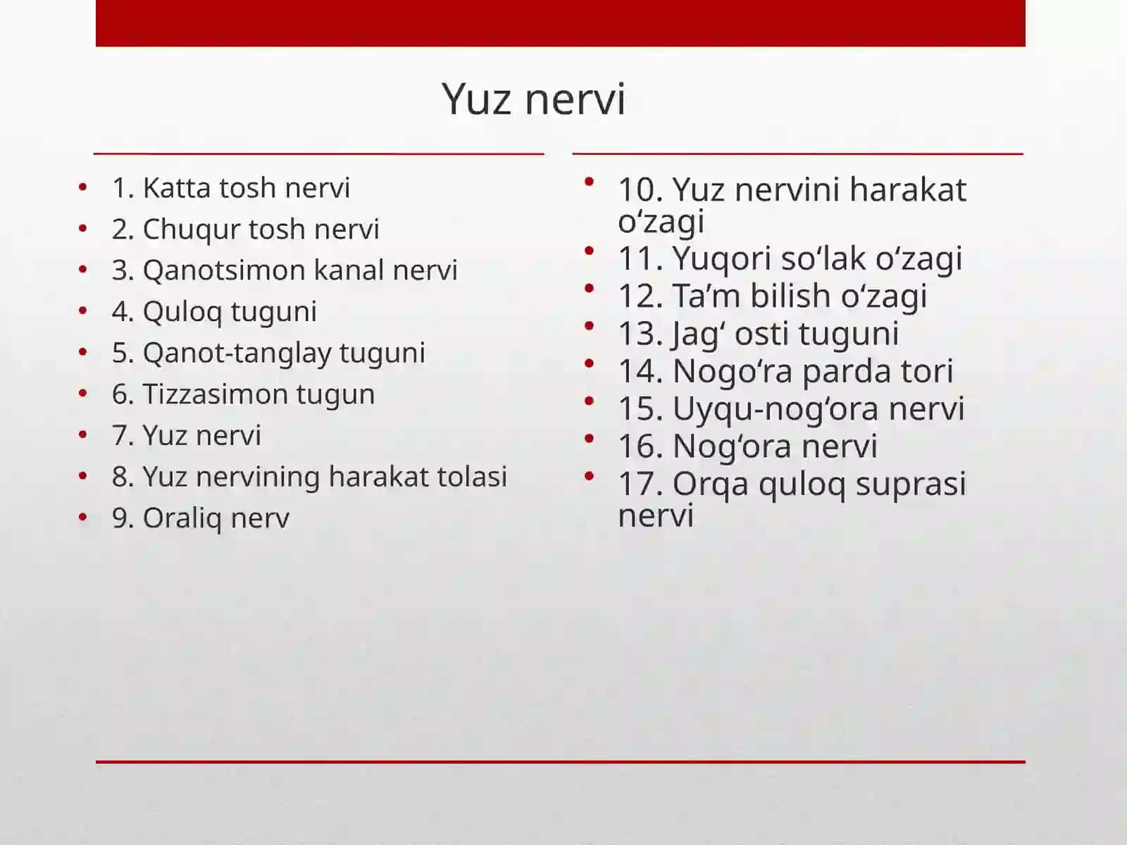 VII JUFT YUZ NERVI–n.facialis 2