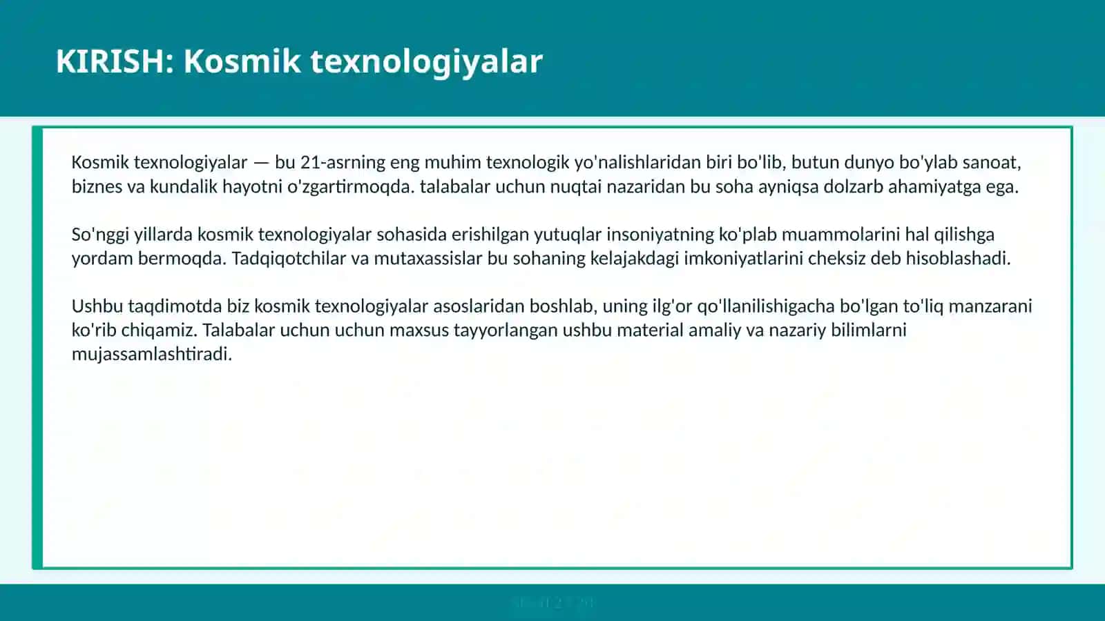 Kosmik texnologiyalar 2