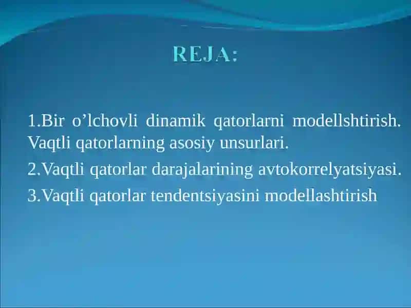 Vaqtli qatorlarni regression tahlili 2