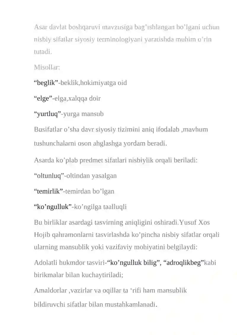 Nisbiy sifatlar 2