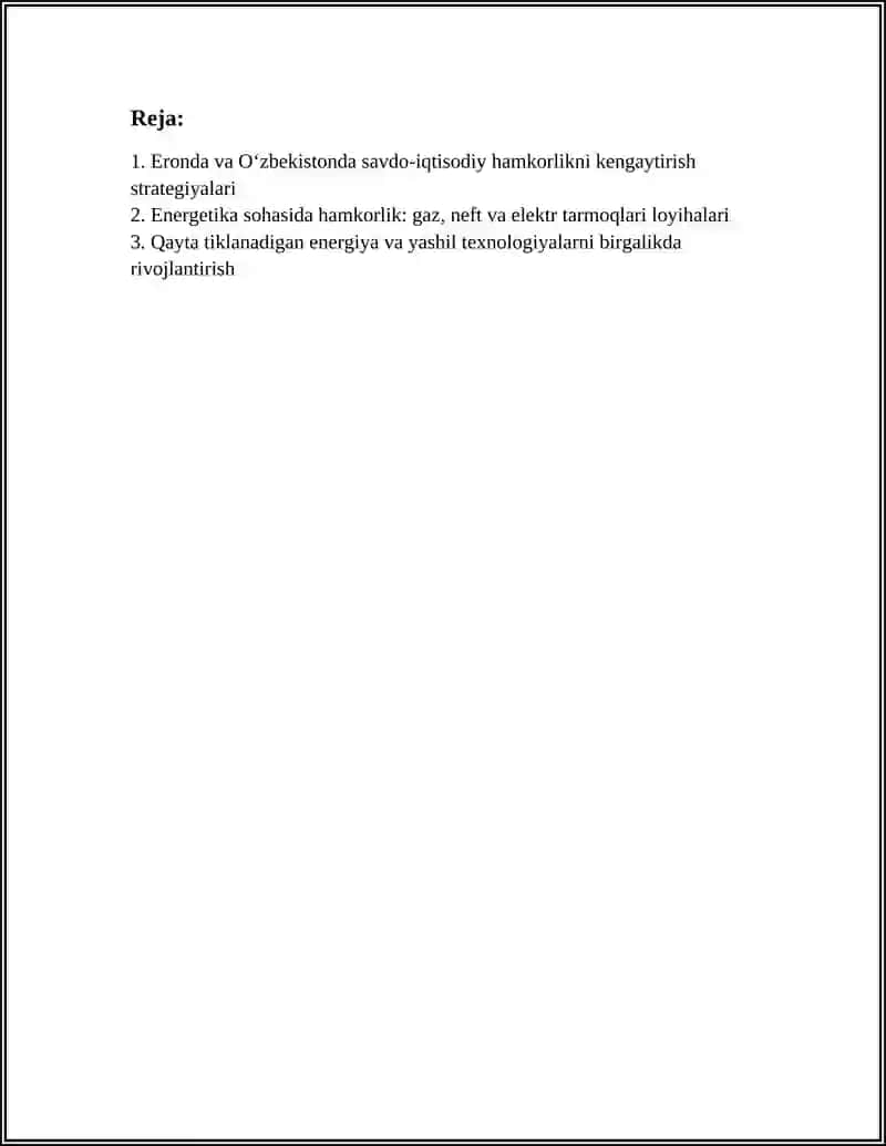 ERON VA OʻZBEKISTON MODERNIZATSIYA VA IQTISODIY HAMKORLIK 2