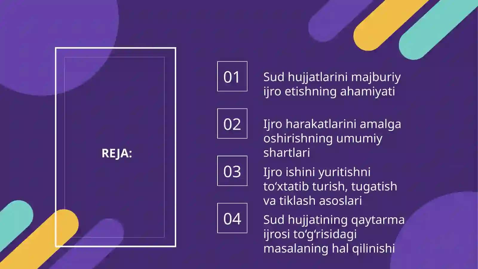 SUD HUJJATLARINING IJROSI 2