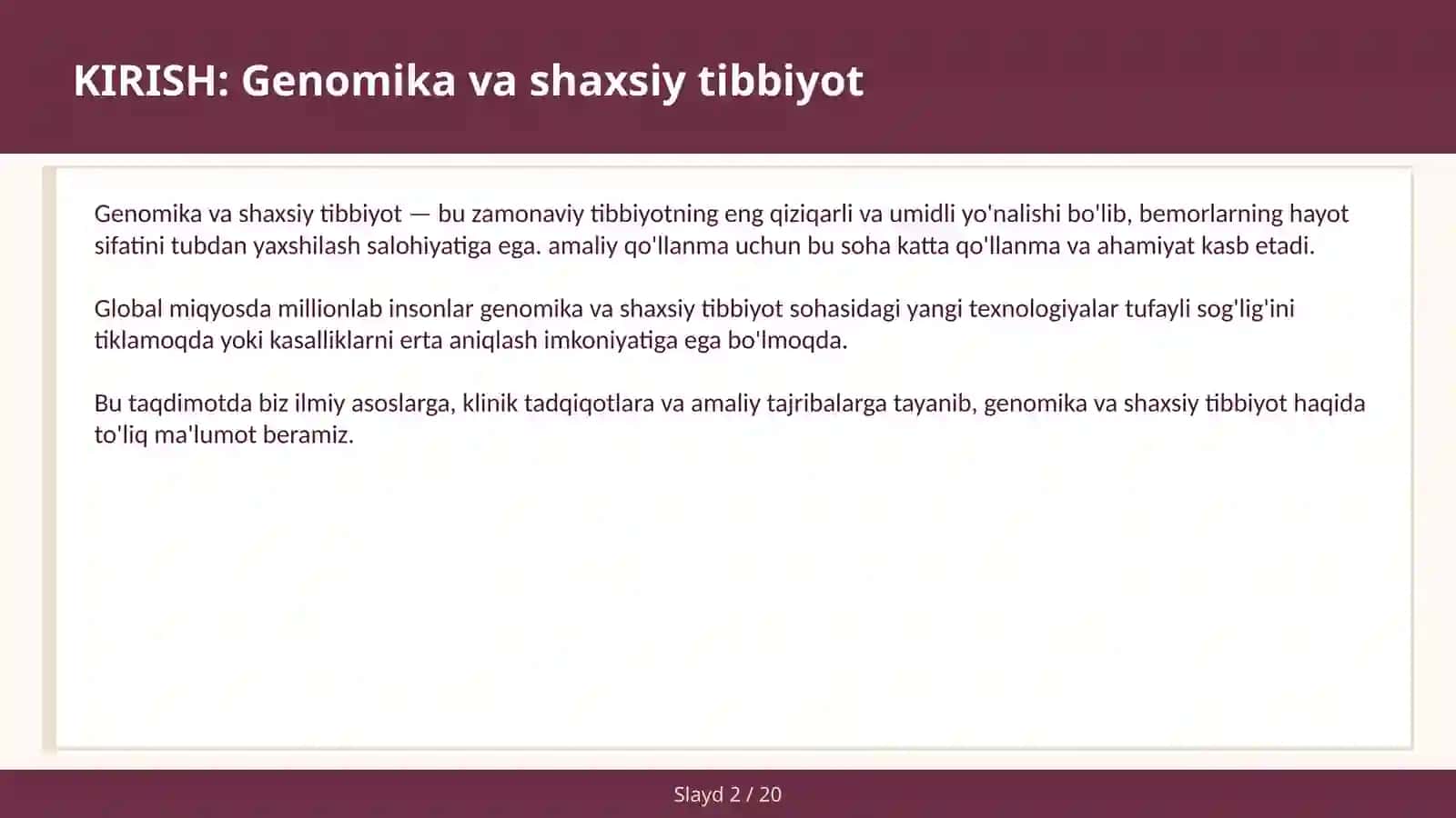 Genomika va shaxsiy tibbiyot 2