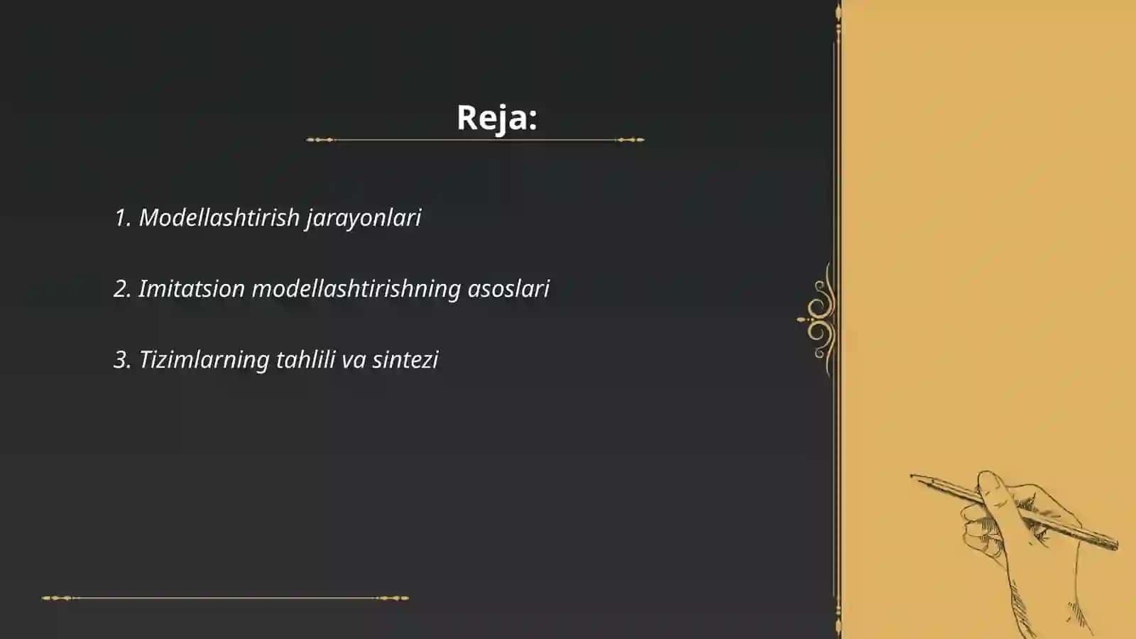 Tizimli imitatsion modellashtirish 2