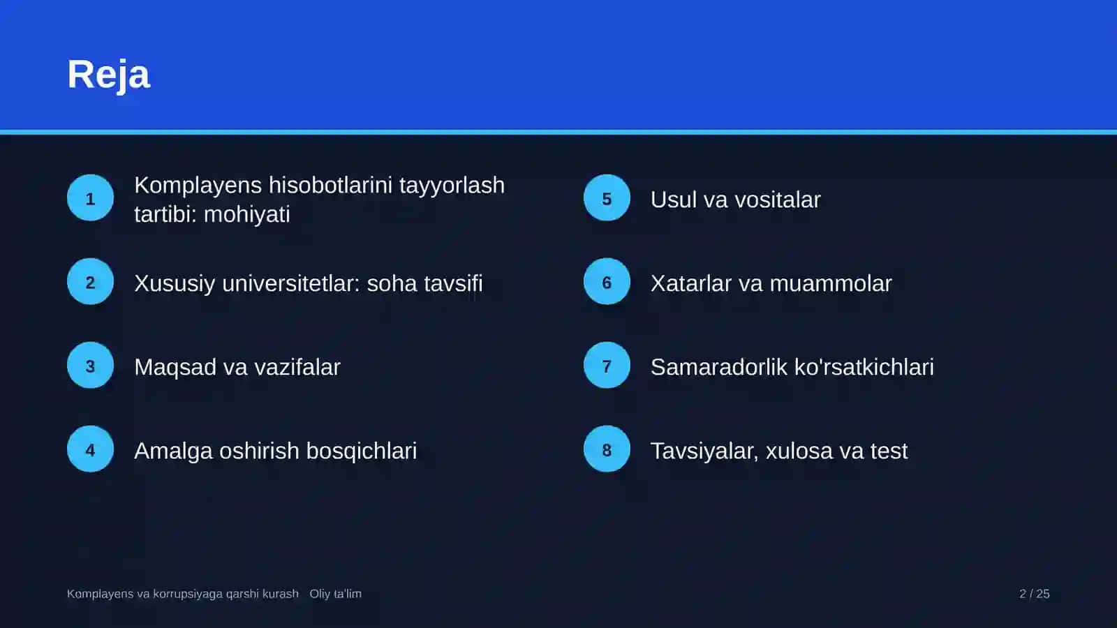 xususiy universitetlarda komplayens hisobotlarini tayyorlash tartibi 7363 2
