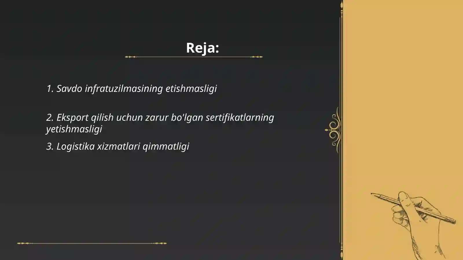 Savdo infratuzilmasining etishmasligi 2