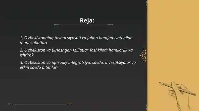 Oʻzbekiston va jahon hamjamiyati 2
