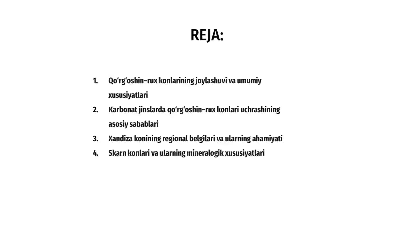 Qo‘rg‘oshin–rux konlarining joylashuvi va umumiy xususiyatlari 2