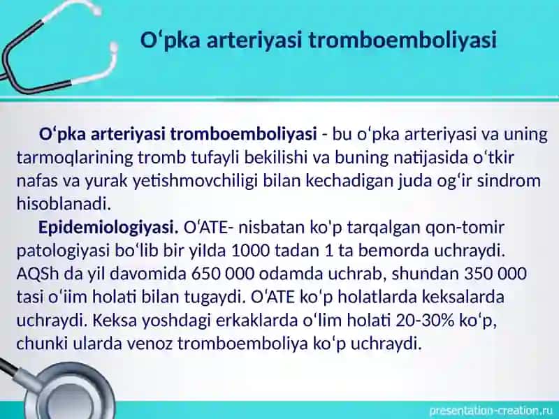 O'pka arteriyasi tromboemboliyasi (O'ATE) 2