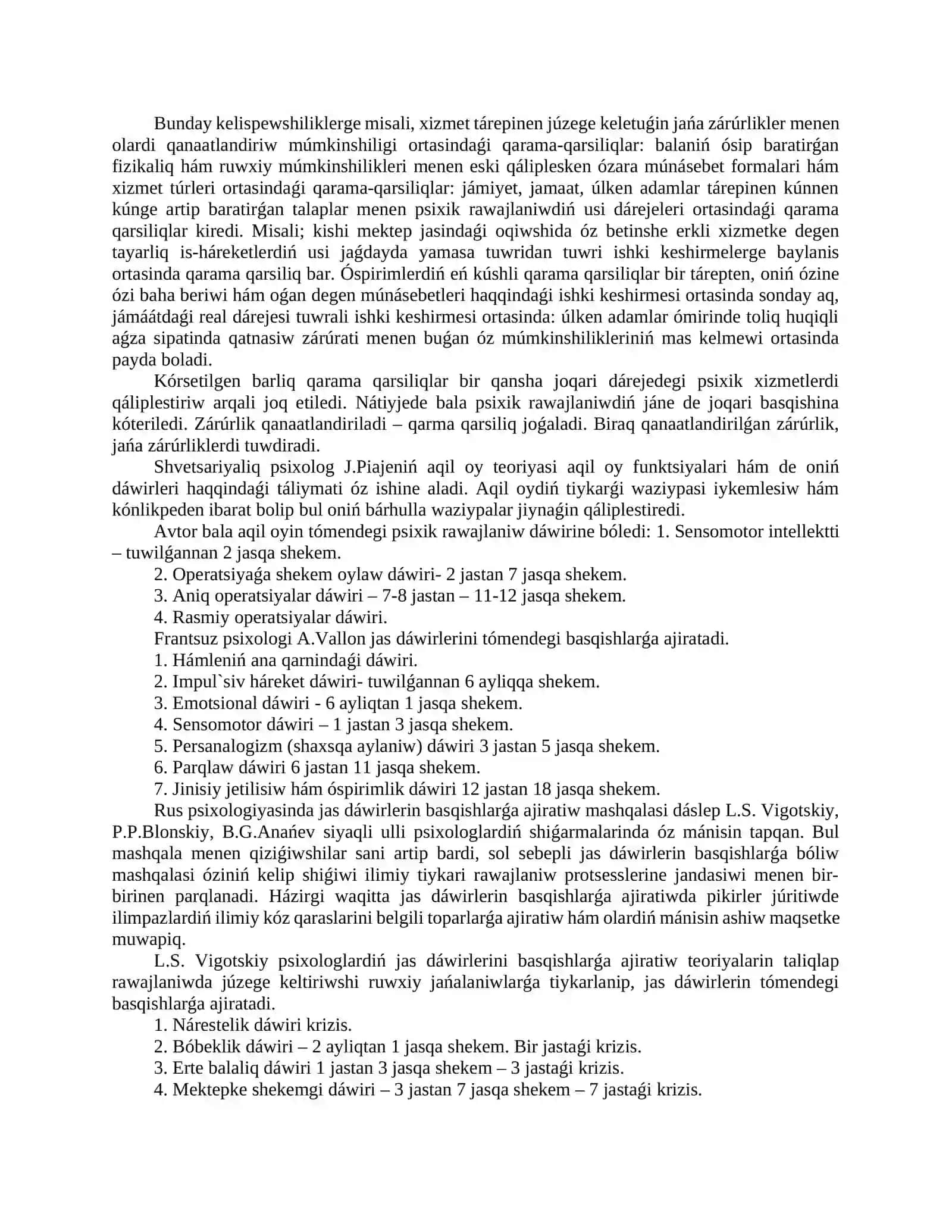 Insan psıxıkasınıń ontogenezde rawajlanıwı 2