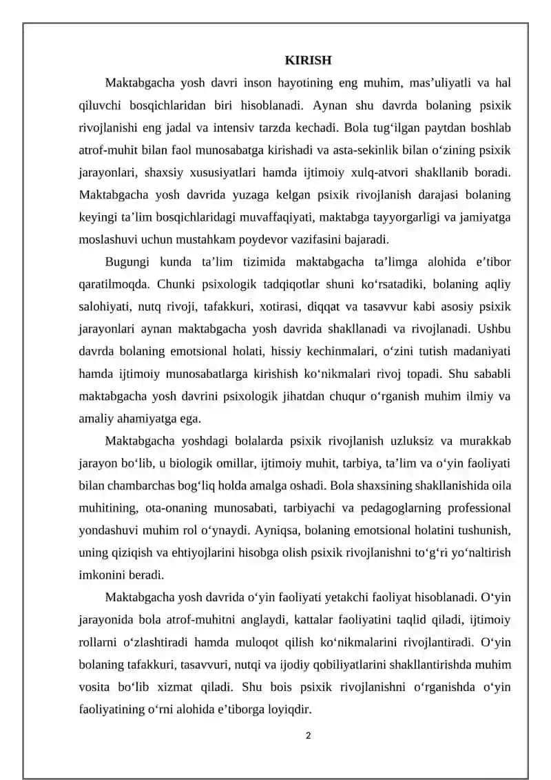 Maktabgacha Yosh Davrida Psixik Rivojlanish Xususiyatlari 2