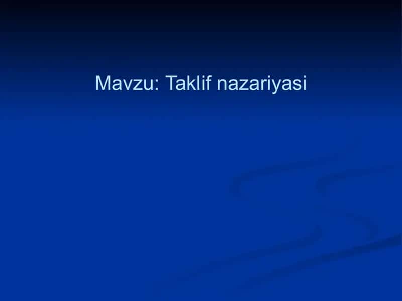 Taklifnazariyasi 2
