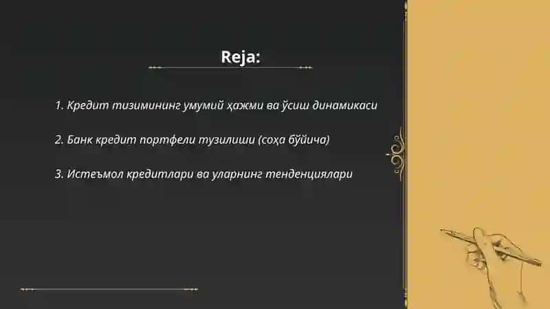 Молия кредит тизими статистикаси 2