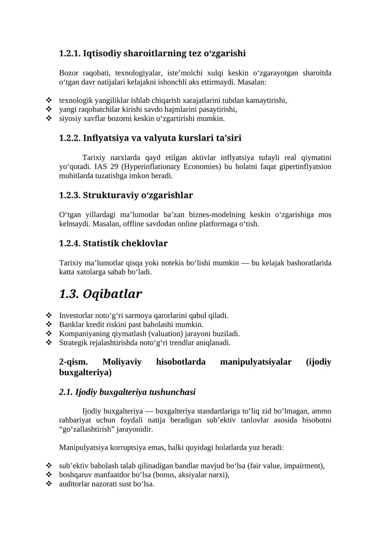 Moliyaviy hisobotlarning cheklovlari 2