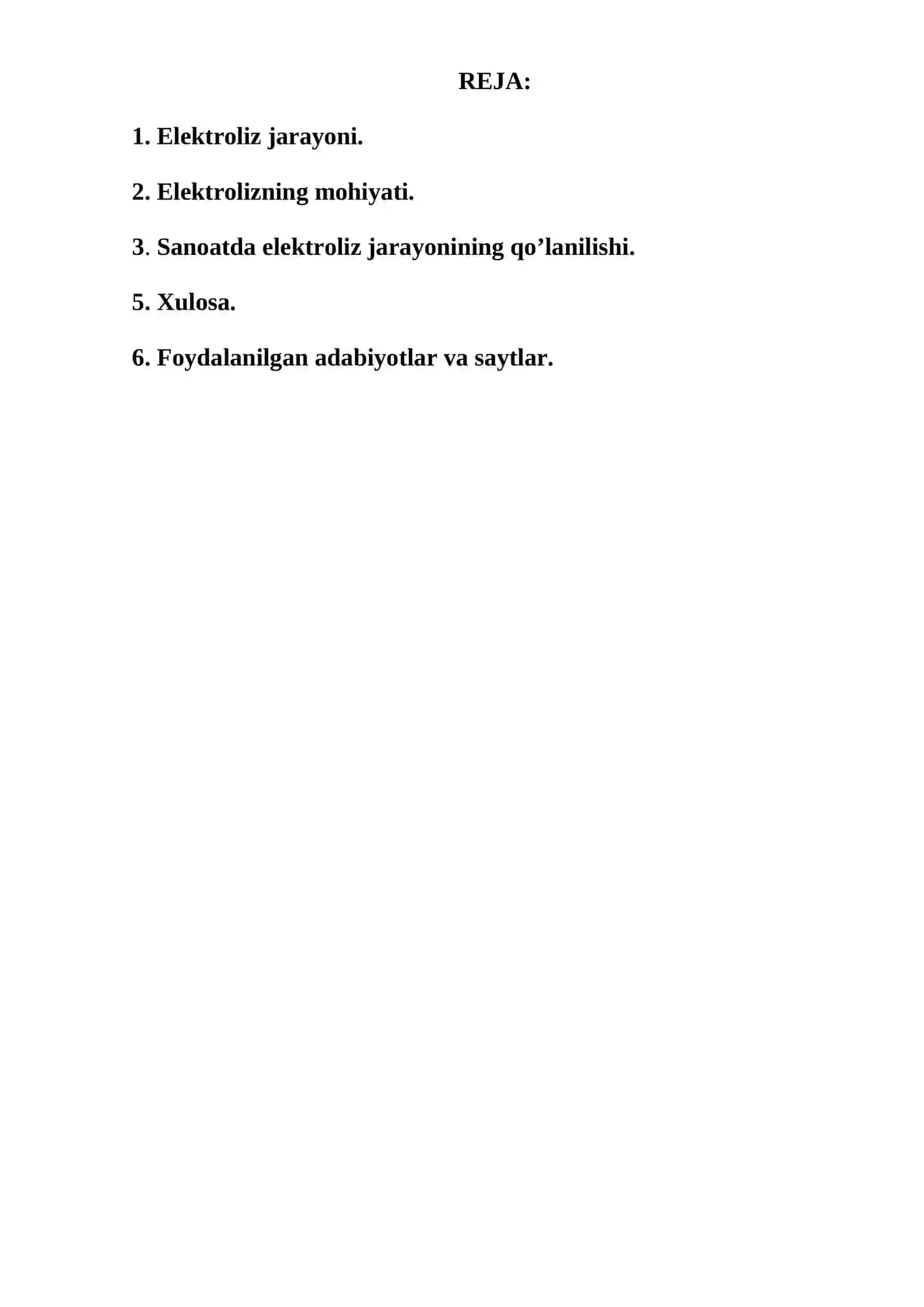 Sanoatda elektroliz jarayonining qo’lanilishi 2