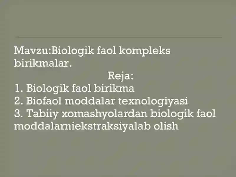 Biologik faol birikmalar 2