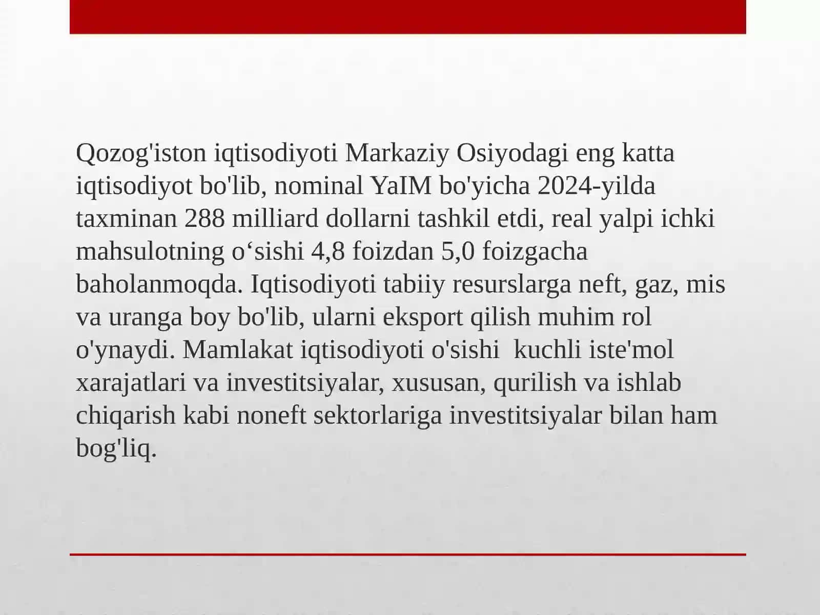 Qozog'iston iqtisodiyoti 2