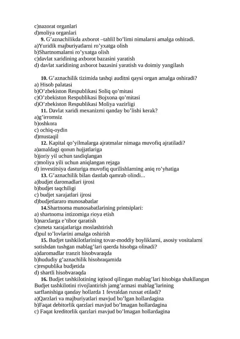 G'aznachilik tizimining asosiy xususiyatlari 2