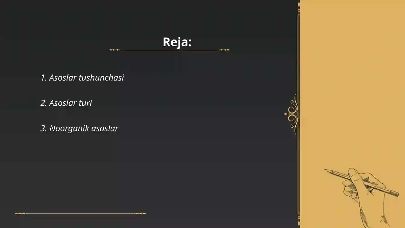 Asoslar, ularning olinishi va xossalari 2