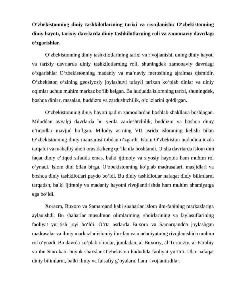 O‘zbekistonda faoliyat yurituvchi diniy tashkilotlar 2