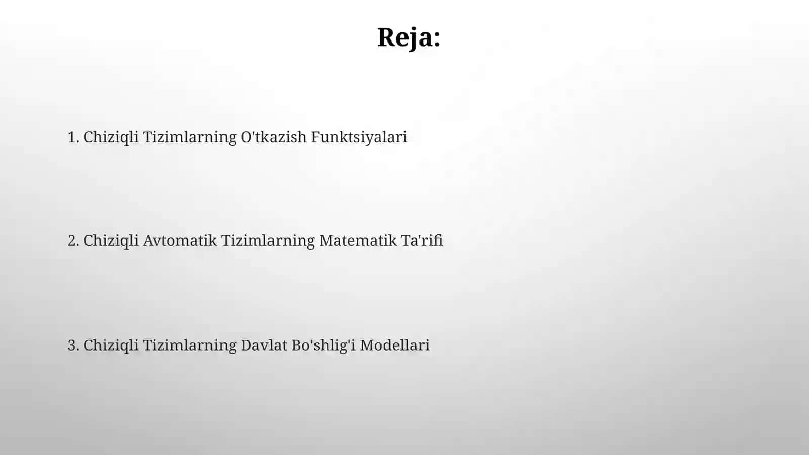 Chiziqli avtomatik sistemalarini matematik ifodasi 2