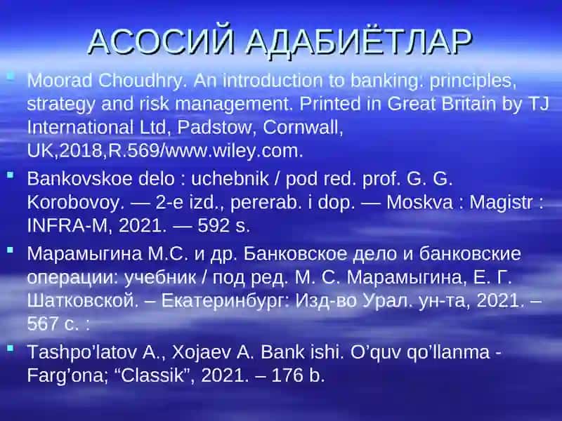 O’zbekiston Respublikasi bank tizimi va uning tarkibi 2