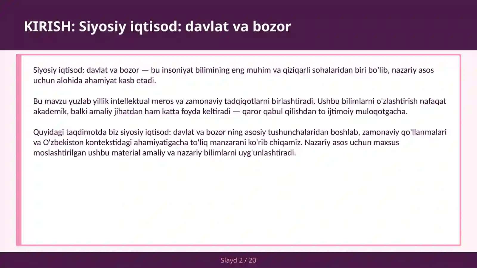 Siyosiy iqtisod: davlat va bozor 2