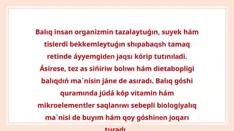 Balıqtıń insan organizimine paydası 2