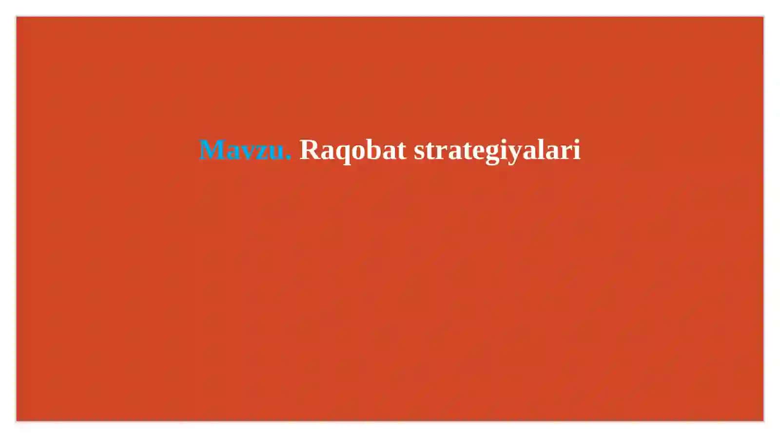 Raqobatstrategiyalari 2