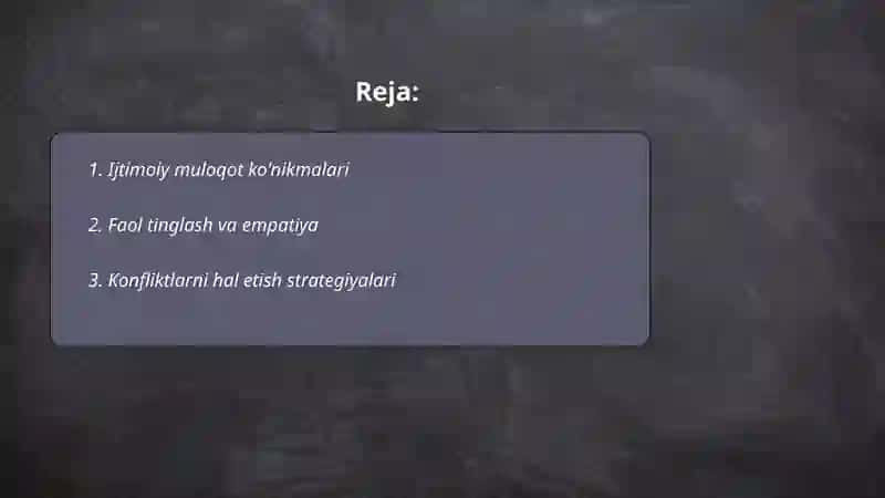Ijtimoiy muloqot ko'nikmalari 2