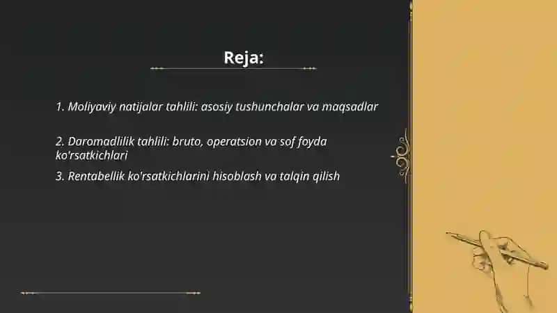 Moliyaviy natijalar tahlili 2