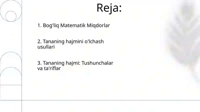 Tananing hajmini o'lchash usullari 2