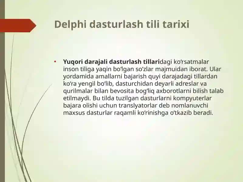 Delphi dasturlash tili tarixi 2