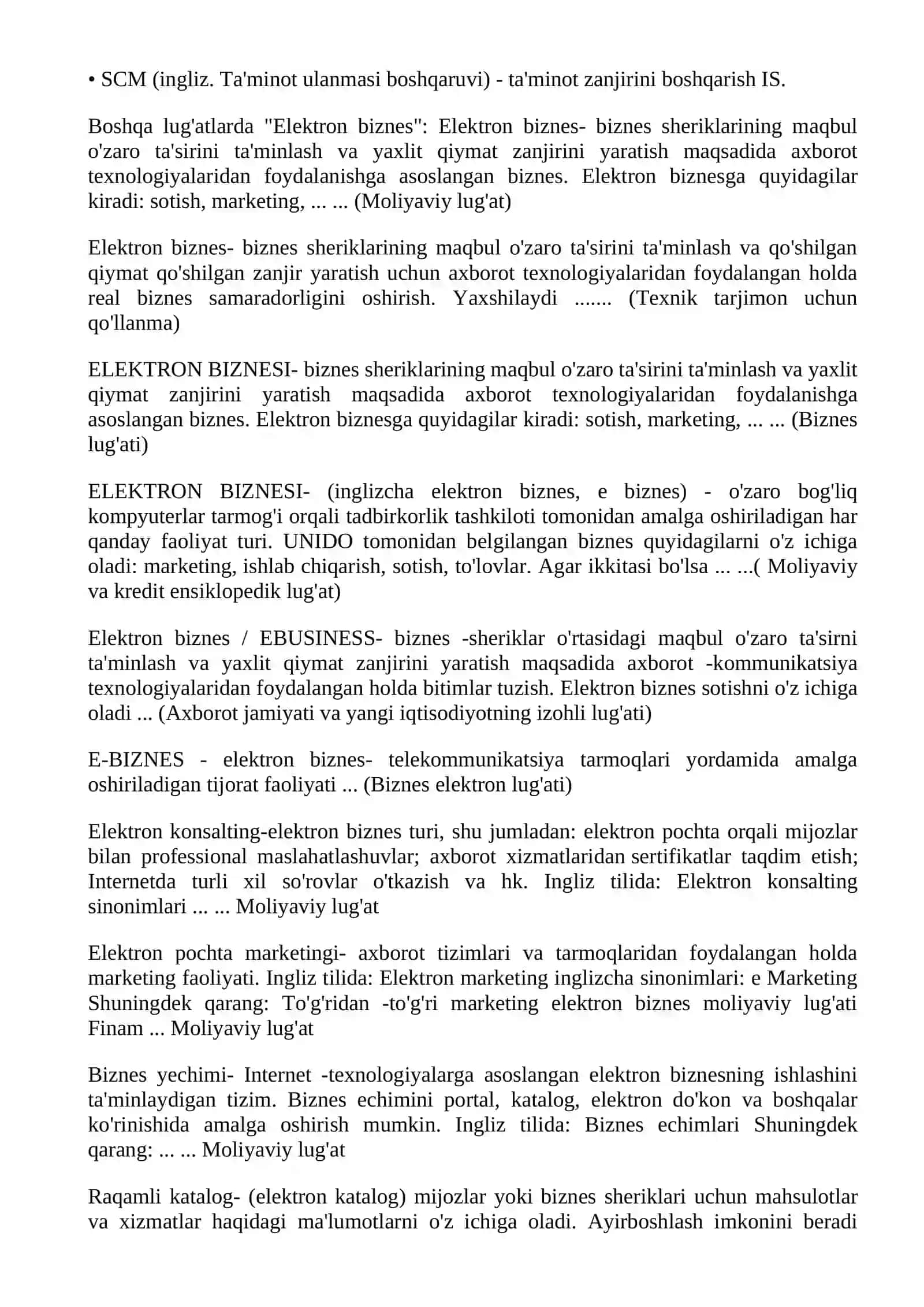 Elektron biznes tizimlari 2