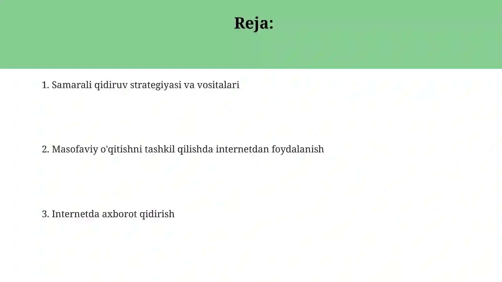 Internetdamaʼlumotqidirish.Internetdanmasofaviytaʼlimnitashkilqilishdafoydalanish 2