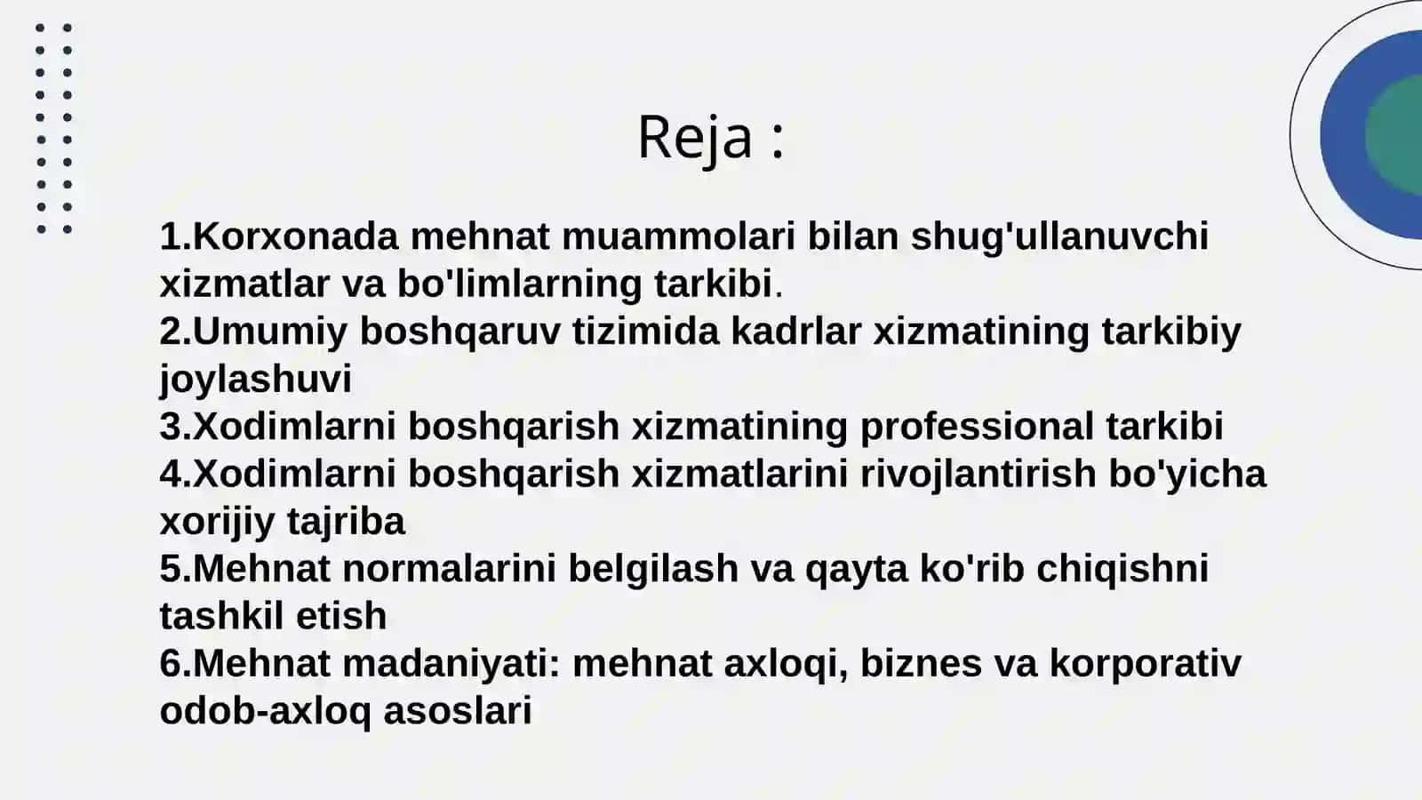 Mehnatjarayonini boshqarish tizimining umumiy tavsifi 2
