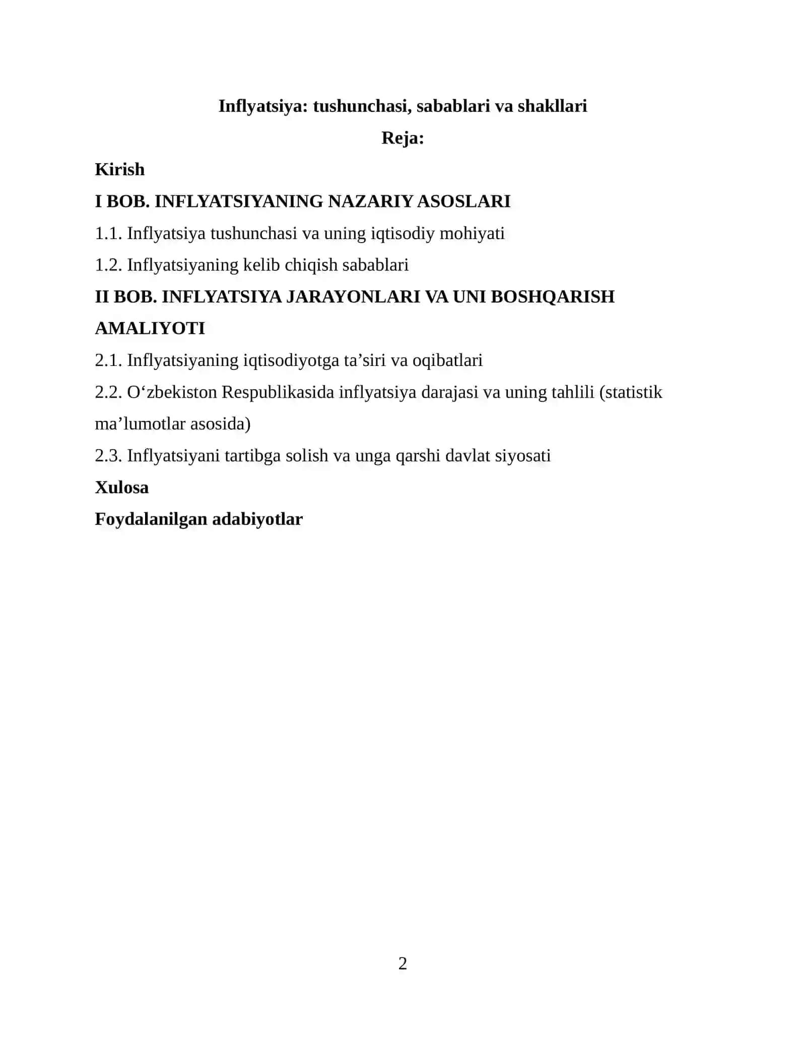Inflyatsiya: tushunchasi, sabablari va shakllari 2