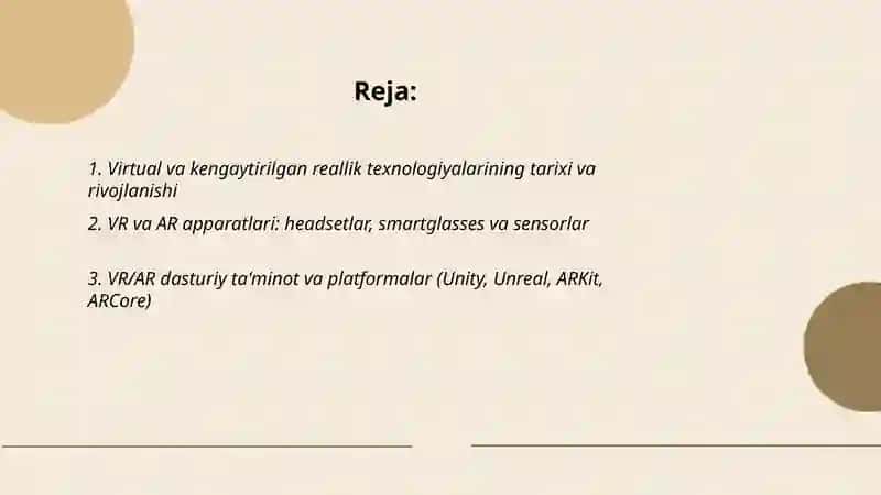 Virtual va kengaytirilgan reallik (VR | AR) 2