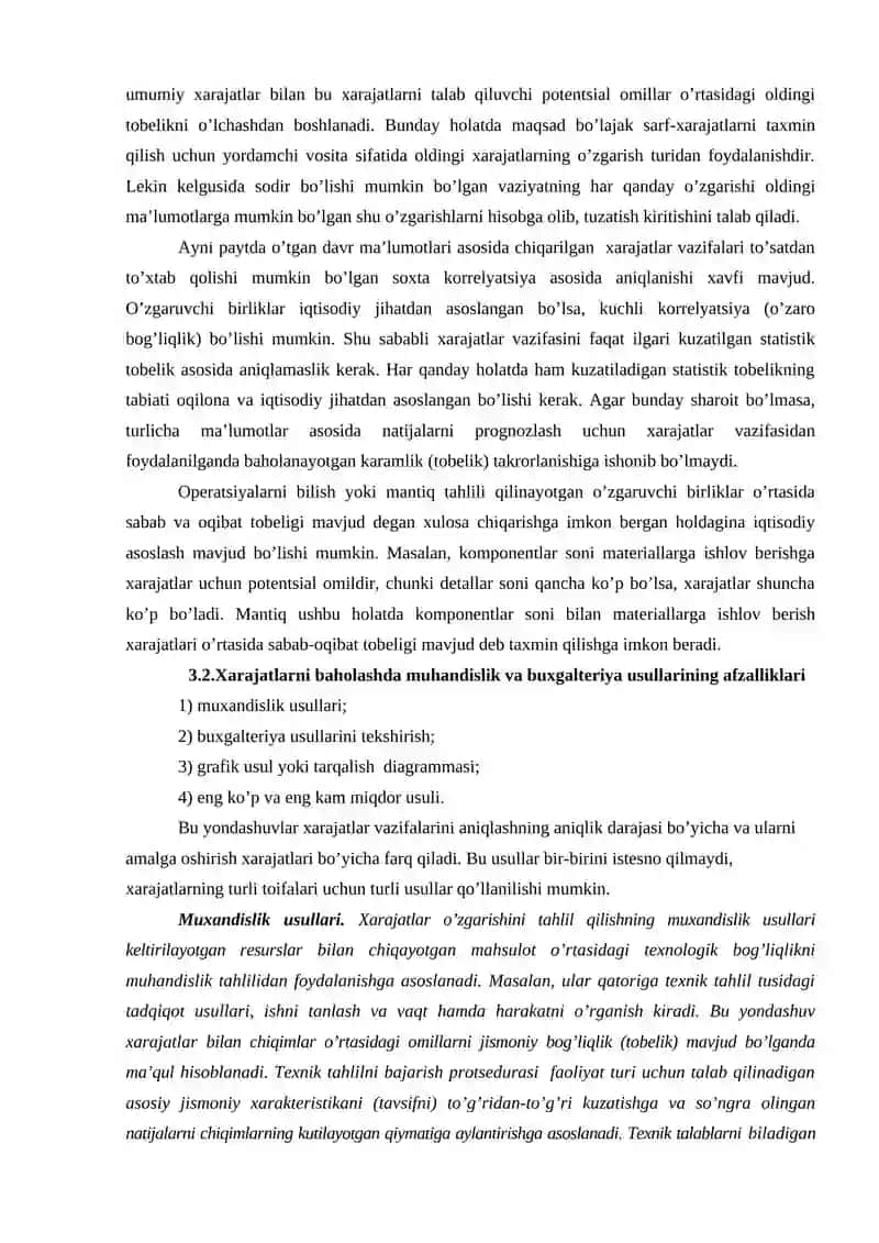 XARAJatlarni baholash va ular dinamikasi 2