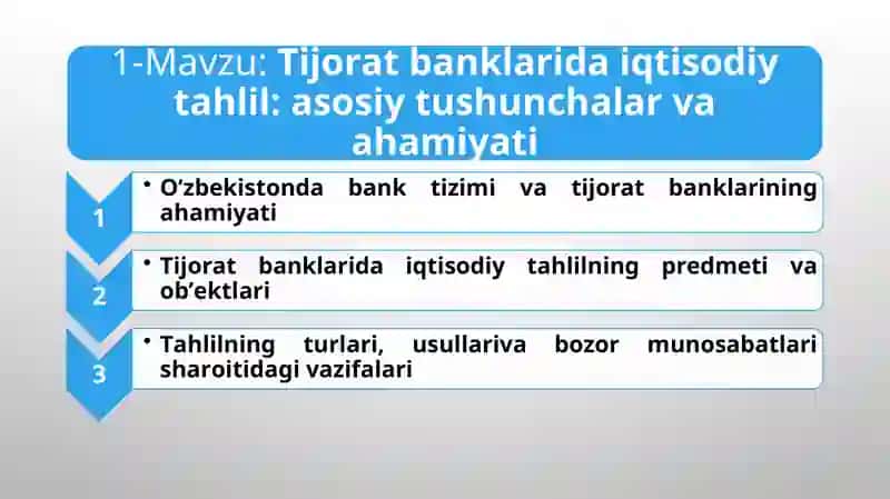 BANKLARDA IQTISODIY TAHLIL 2